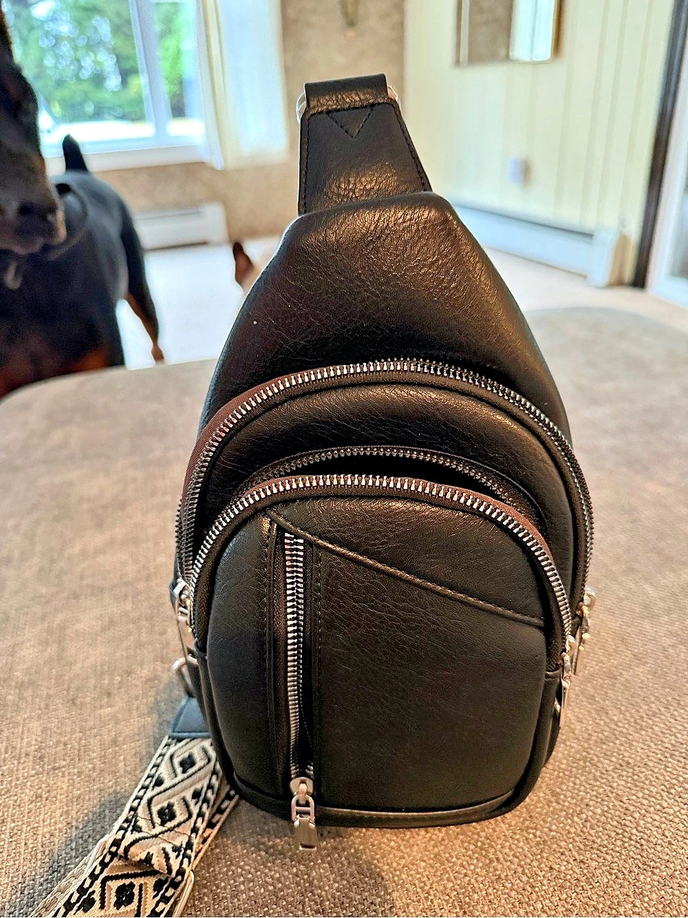 Black & White Geometric Crossbody Bag